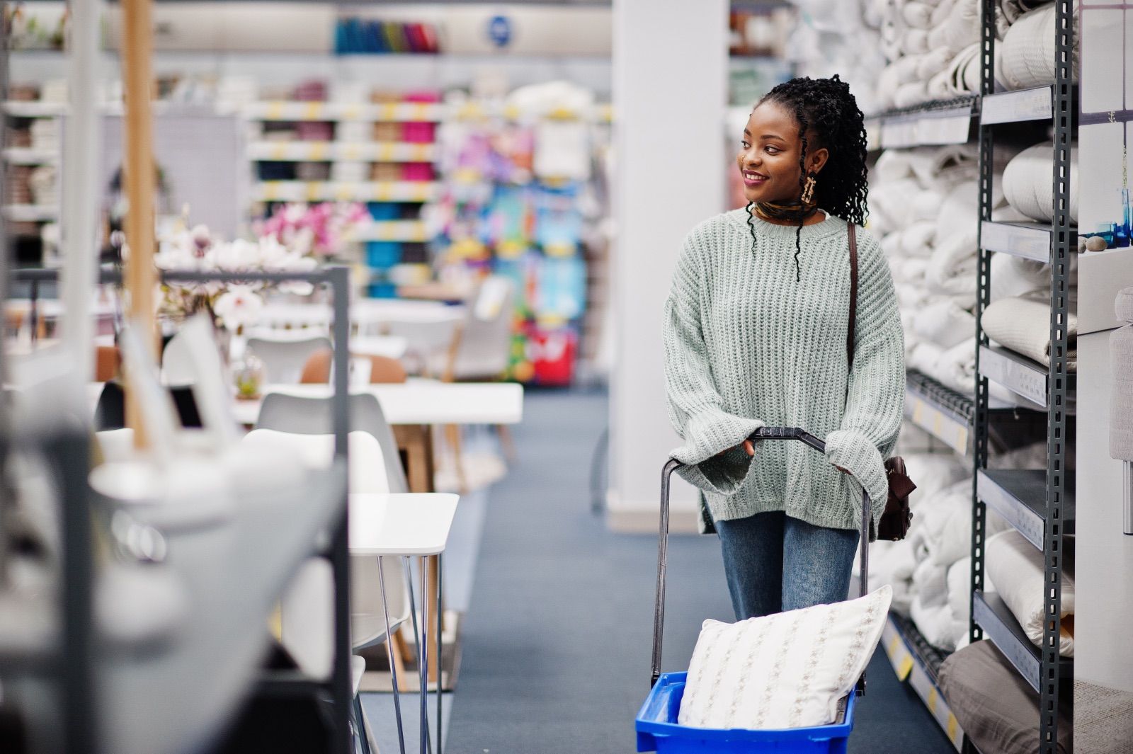Shopper in a home furnishings store